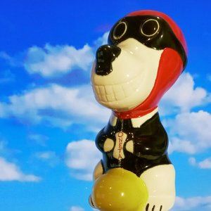 Vintage Ceramic PEANUTS Charlie Brown's Snoopy vs. the Red Baron Figurine - Ooak